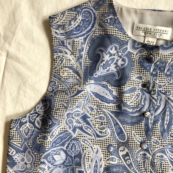 •SILK• cropped button up •HOUNDSTOOTH •PAISLEY top blouse sz 6 - Picture 3 of 10